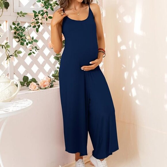 Small Xpenyo Maternity Casual suspender jumpsuit Women's Loose‎ Wide Leg Overall - Picture 2 of 7